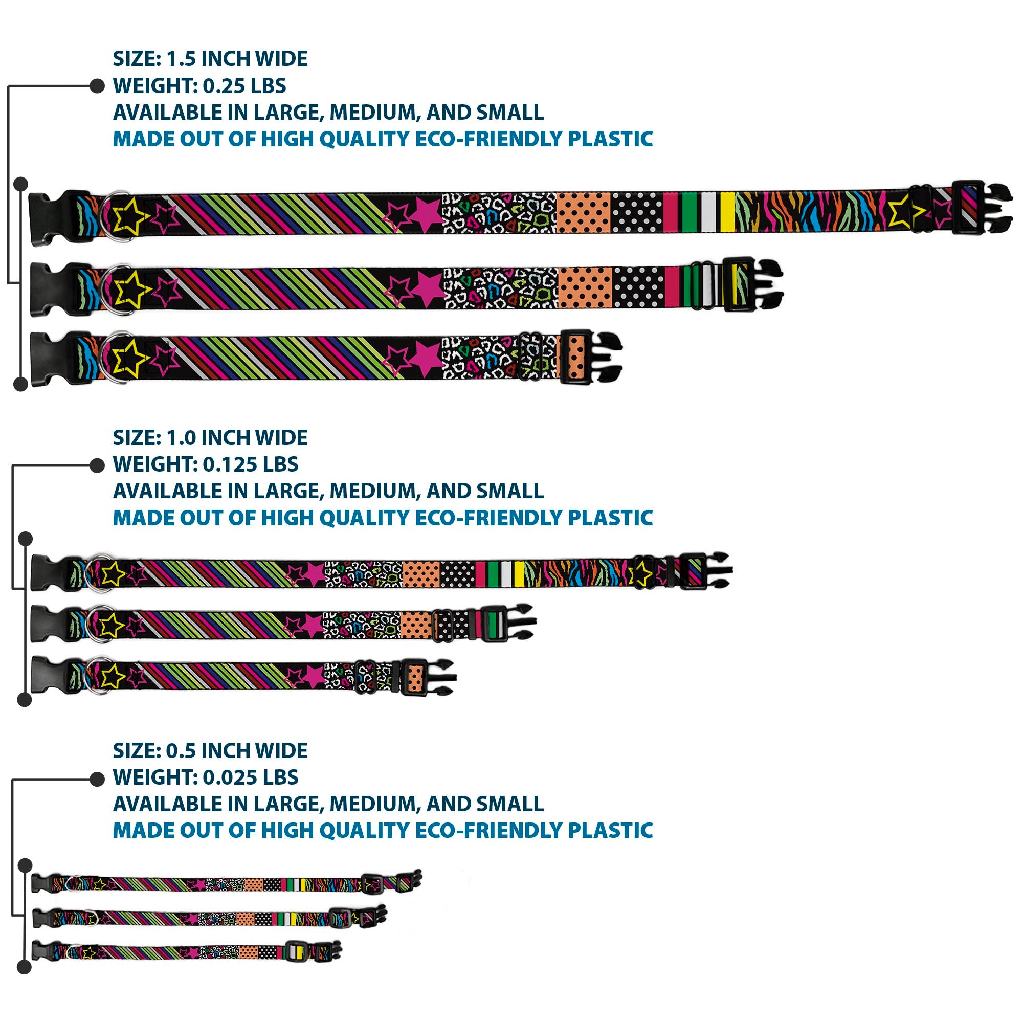 Plastic Clip Collar - Animal Skins & Stripes 1 Plastic Clip Collars Buckle-Down