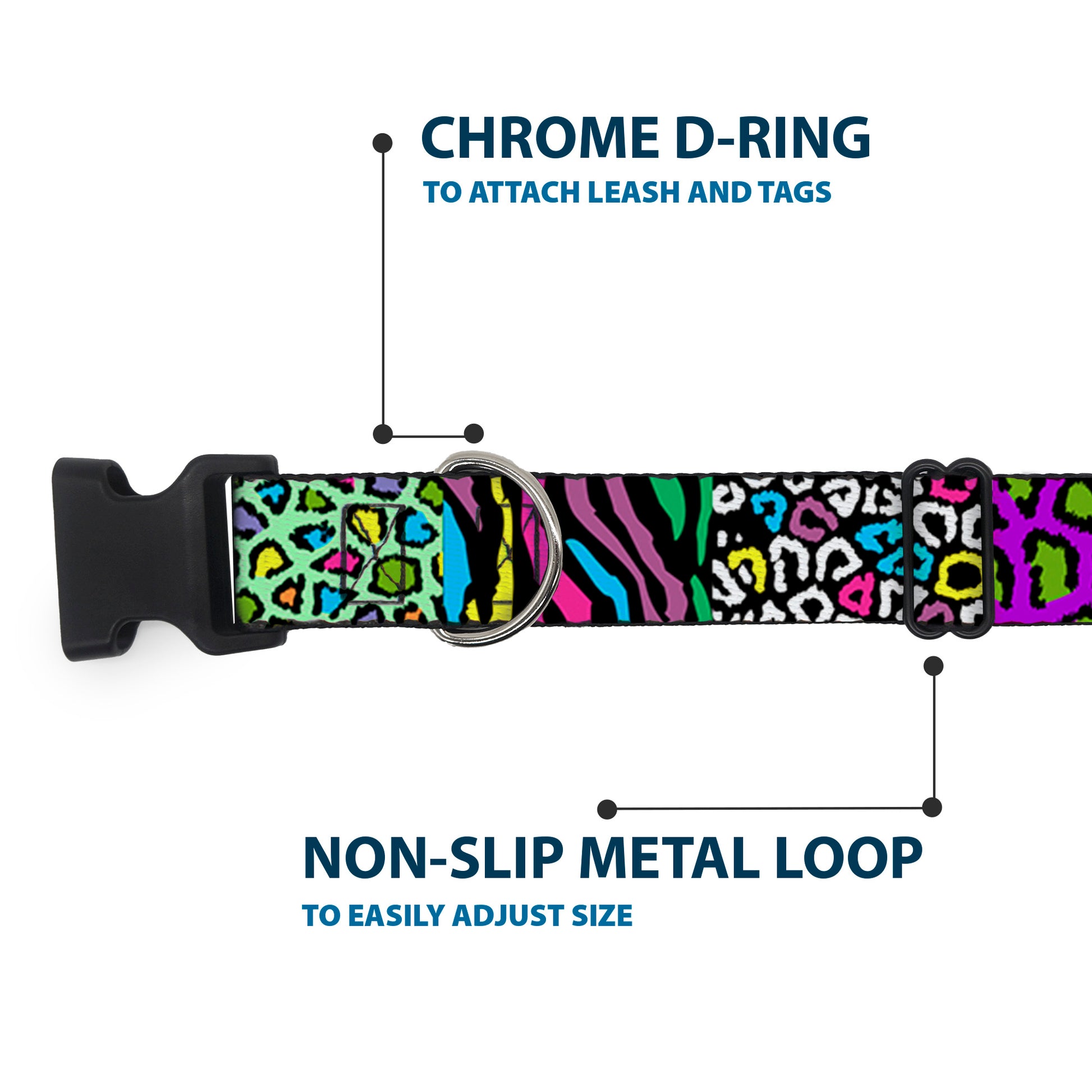 Plastic Clip Collar - Animal Skins & Stripes 2 Plastic Clip Collars Buckle-Down