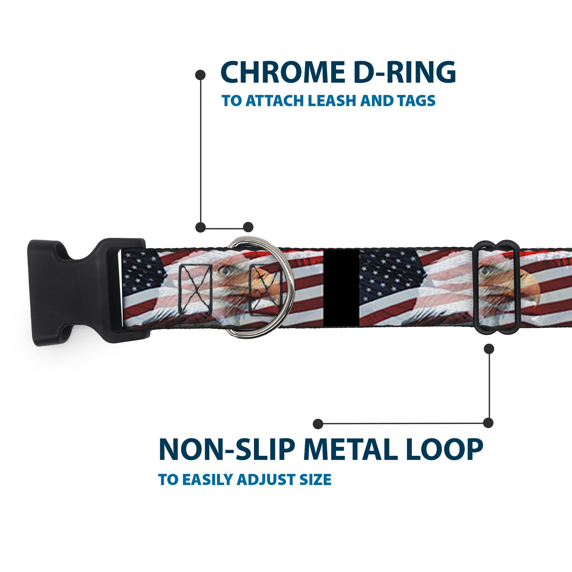 Plastic Clip Collar - American Eagle Flags Plastic Clip Collars Buckle-Down