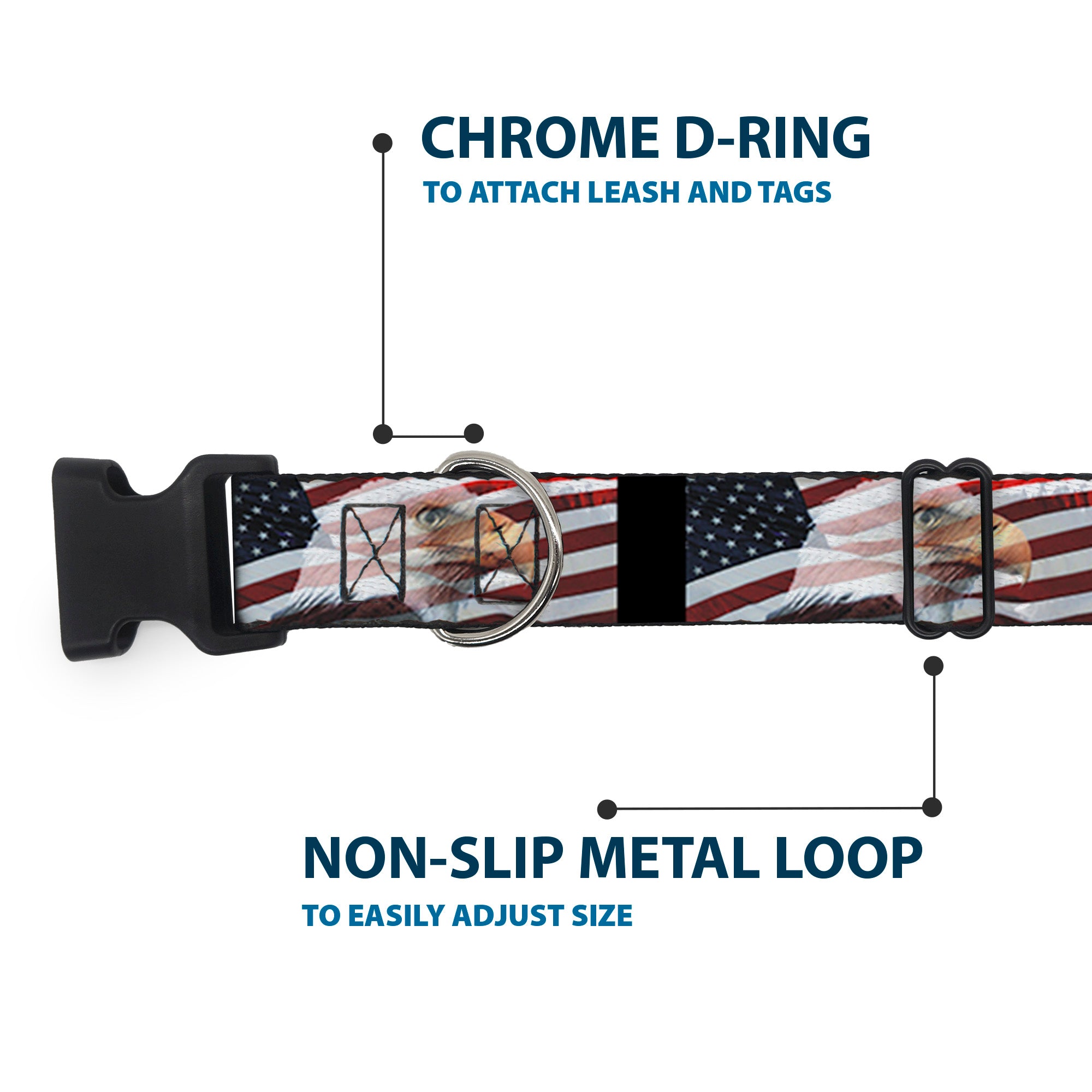 Plastic Clip Collar - American Eagle Flags Plastic Clip Collars Buckle-Down