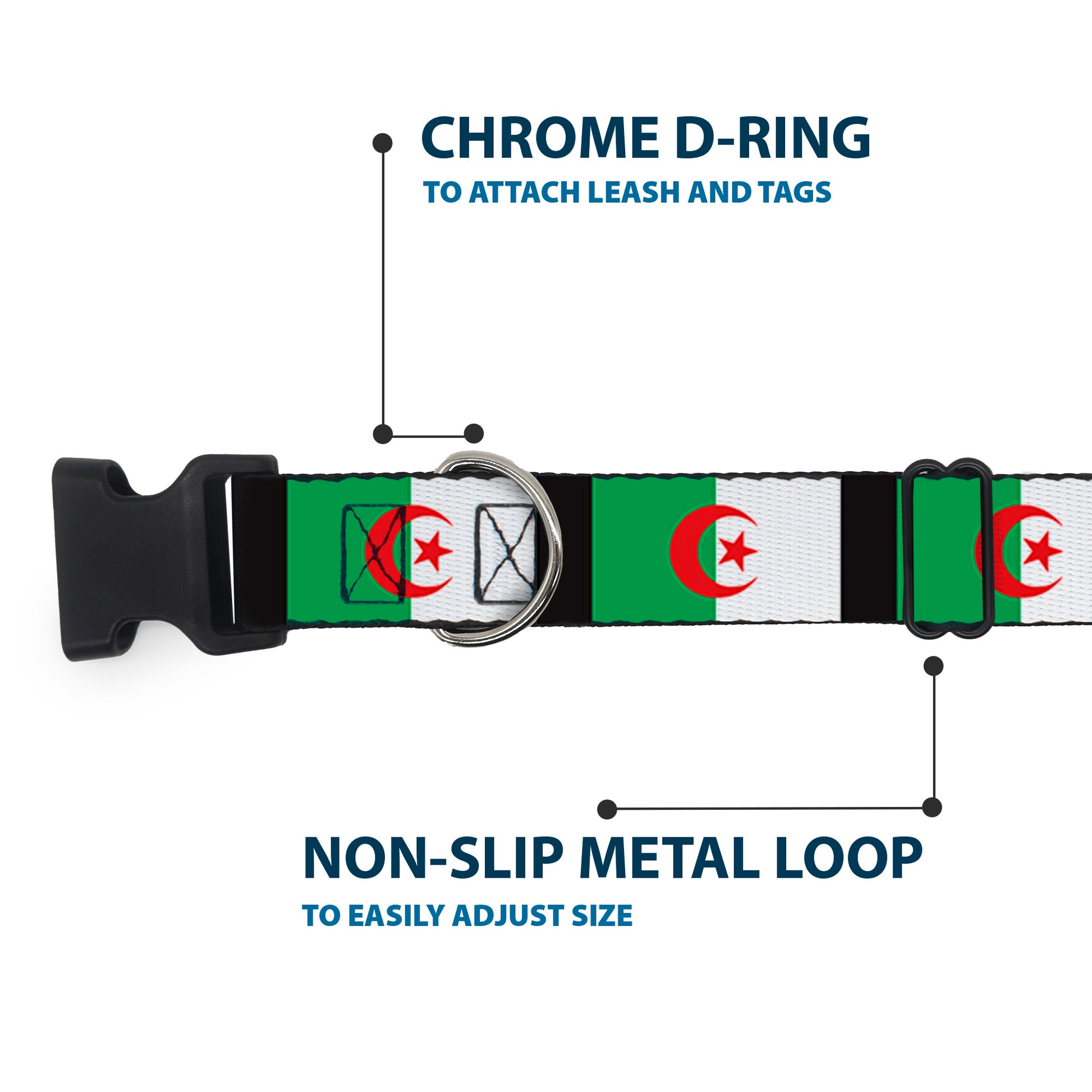 Plastic Clip Collar - Algeria Flags Plastic Clip Collars Buckle-Down