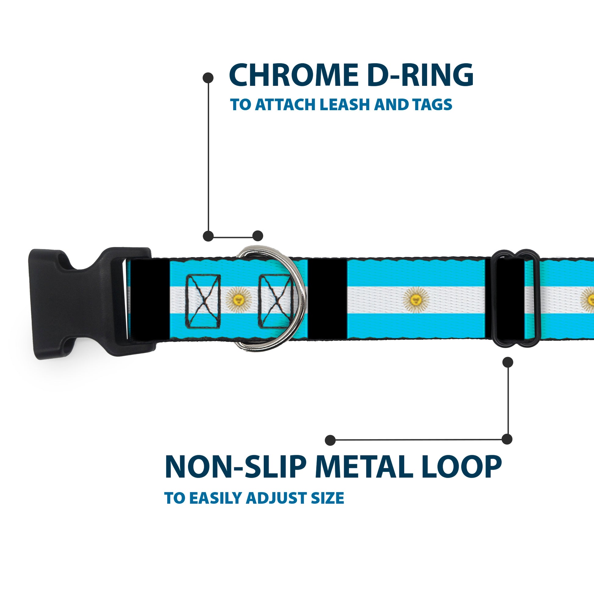 Plastic Clip Collar - Argentina Flags Plastic Clip Collars Buckle-Down