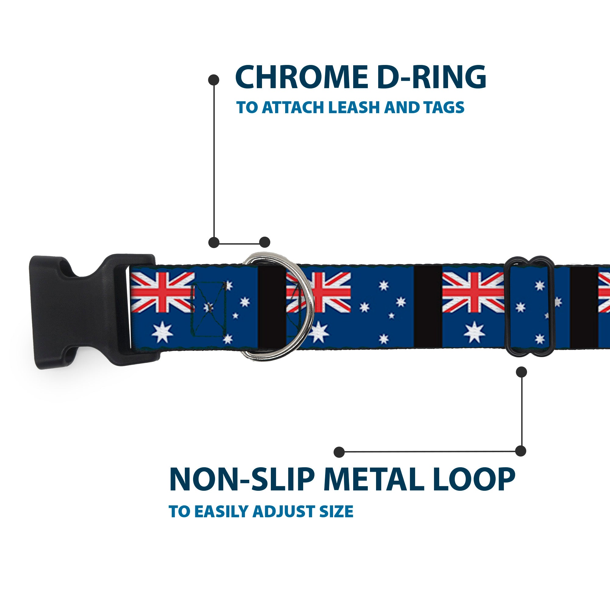 Plastic Clip Collar - Australia Flags Plastic Clip Collars Buckle-Down