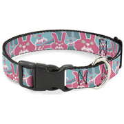 Plastic Clip Collar - Angry Bunnies Turquoise/Pinks Plastic Clip Collars Buckle-Down