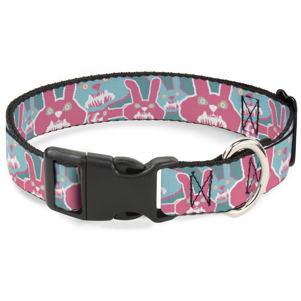 Plastic Clip Collar - Angry Bunnies Turquoise/Pinks Plastic Clip Collars Buckle-Down