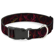 Plastic Clip Collar - Antlers Black/Burgundy/Gold Plastic Clip Collars Buckle-Down
