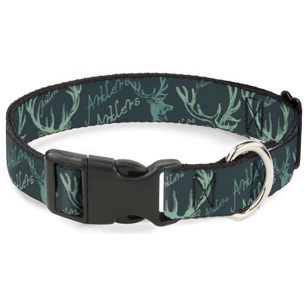 Plastic Clip Collar - Antlers Turquoise Plastic Clip Collars Buckle-Down