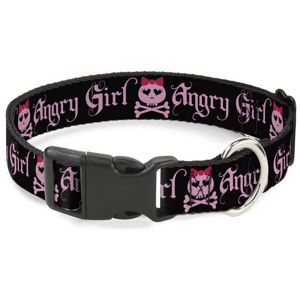 Plastic Clip Collar - Angry Girl Black/Pink Plastic Clip Collars Buckle-Down