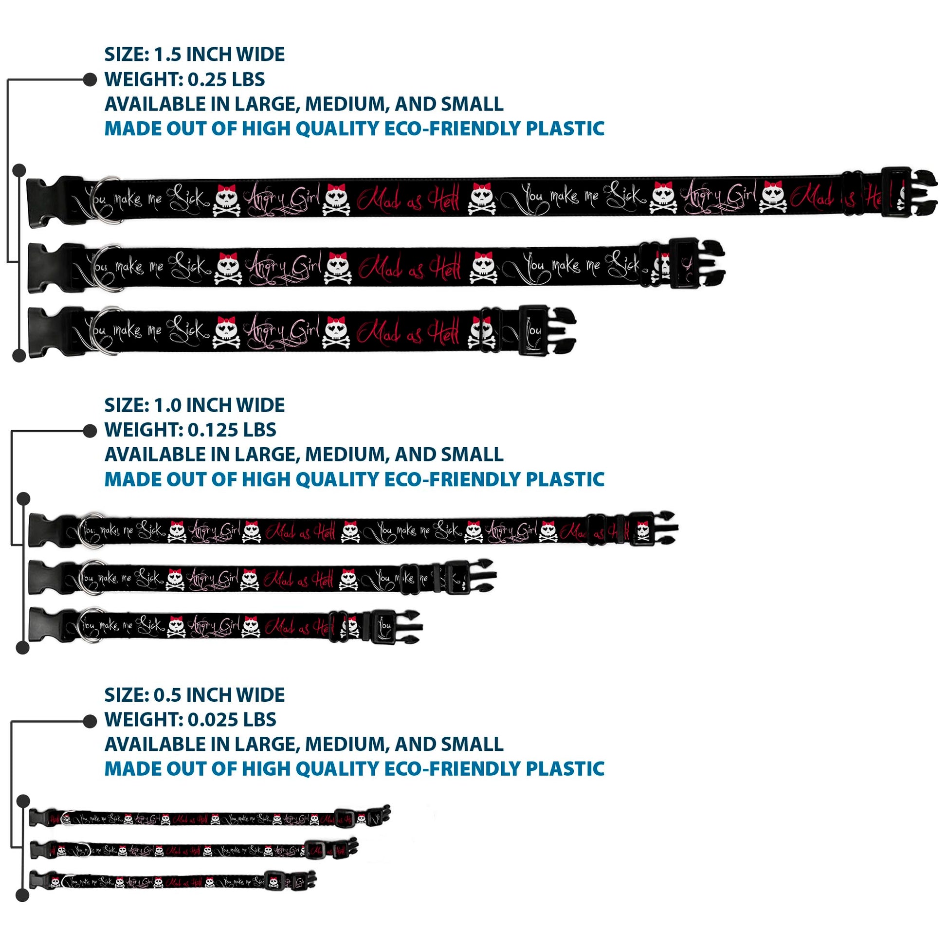 Plastic Clip Collar - Angry Girl/Mad As Hell/You Make Me Sick Plastic Clip Collars Buckle-Down