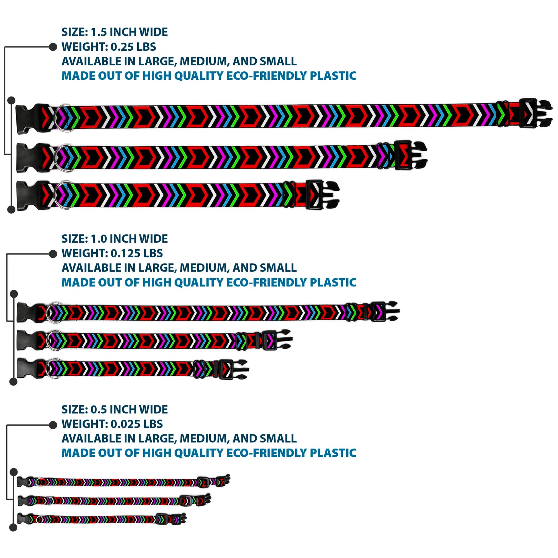 Plastic Clip Collar - Arrows Black/Multi Color Plastic Clip Collars Buckle-Down