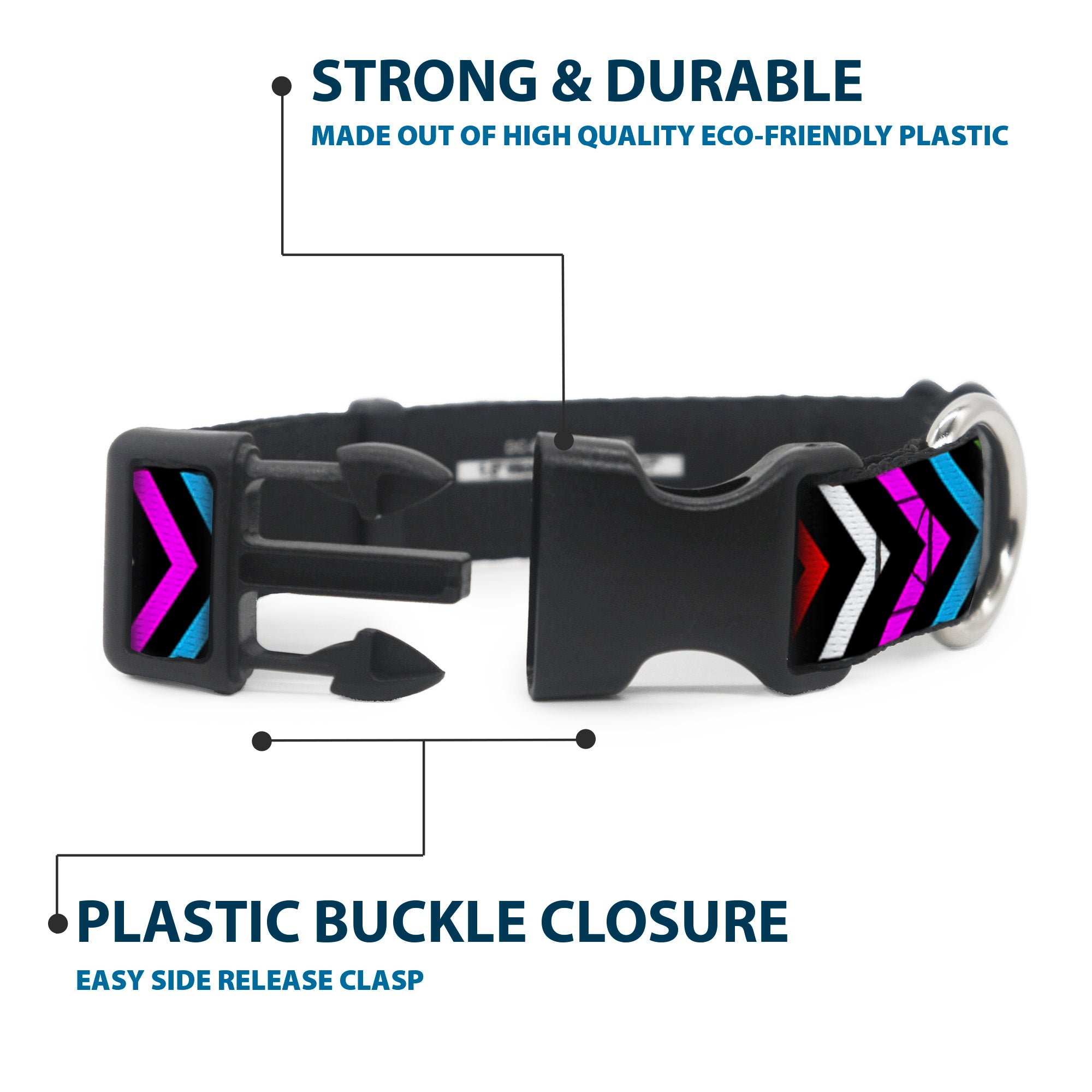 Plastic Clip Collar - Arrows Black/Multi Color Plastic Clip Collars Buckle-Down