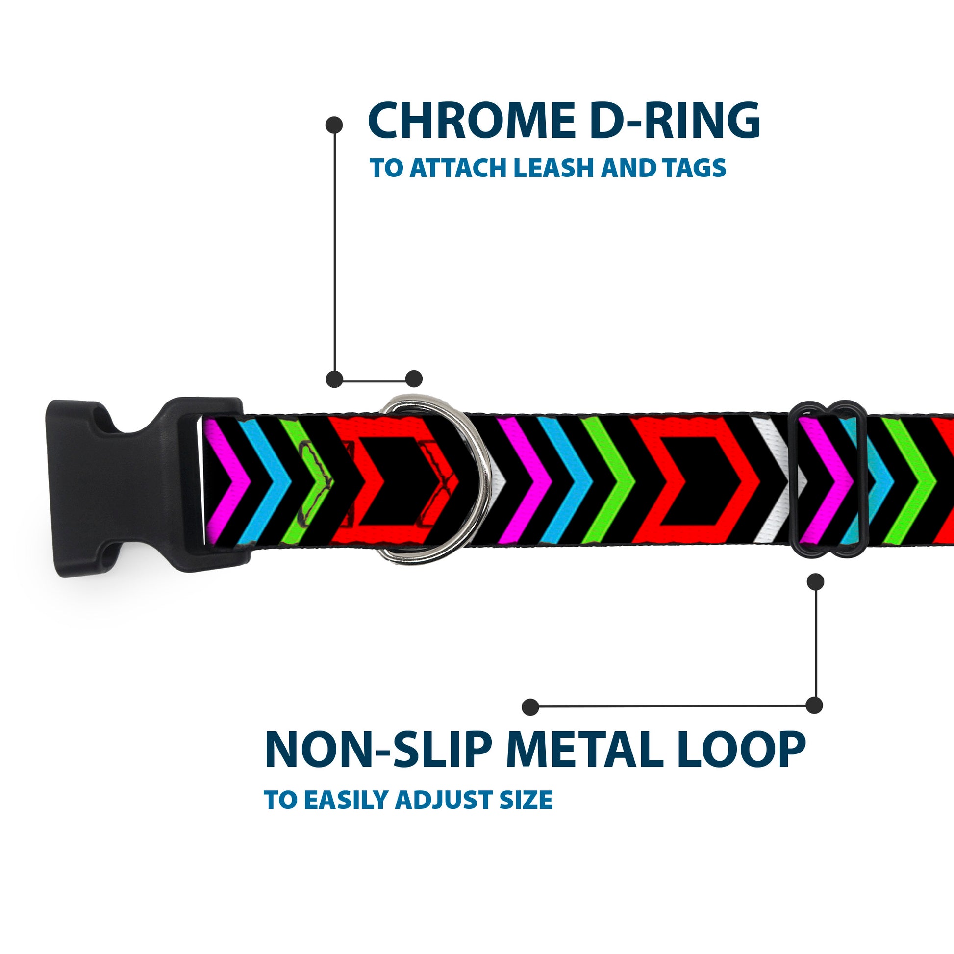 Plastic Clip Collar - Arrows Black/Multi Color Plastic Clip Collars Buckle-Down