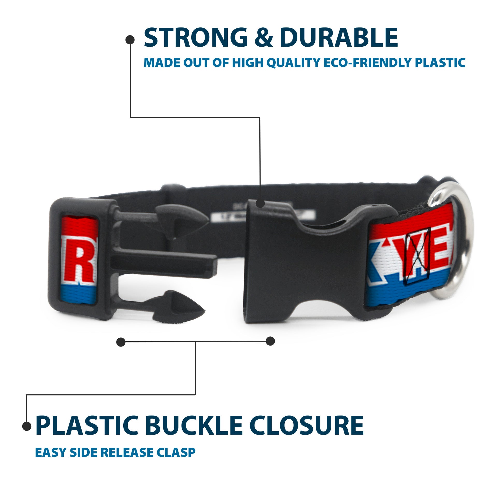 Plastic Clip Collar - AMERICA, FUCK YEA Red/White/Blue Plastic Clip Collars Buckle-Down
