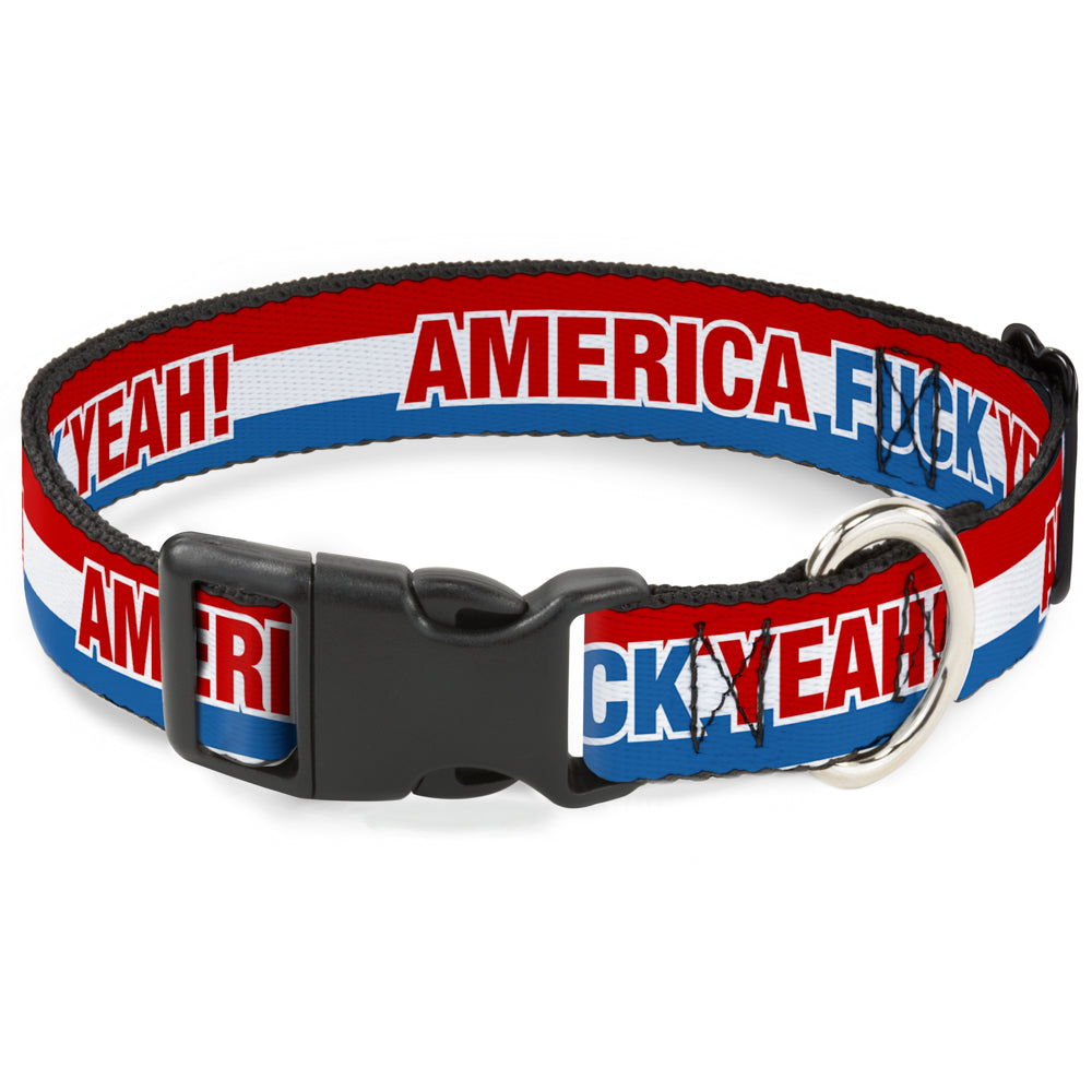 Plastic Clip Collar - AMERICA, FUCK YEA Red/White/Blue Plastic Clip Collars Buckle-Down