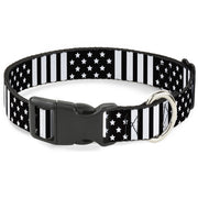 Plastic Clip Collar - American Flag CLOSE-UP Black/White Plastic Clip Collars Buckle-Down