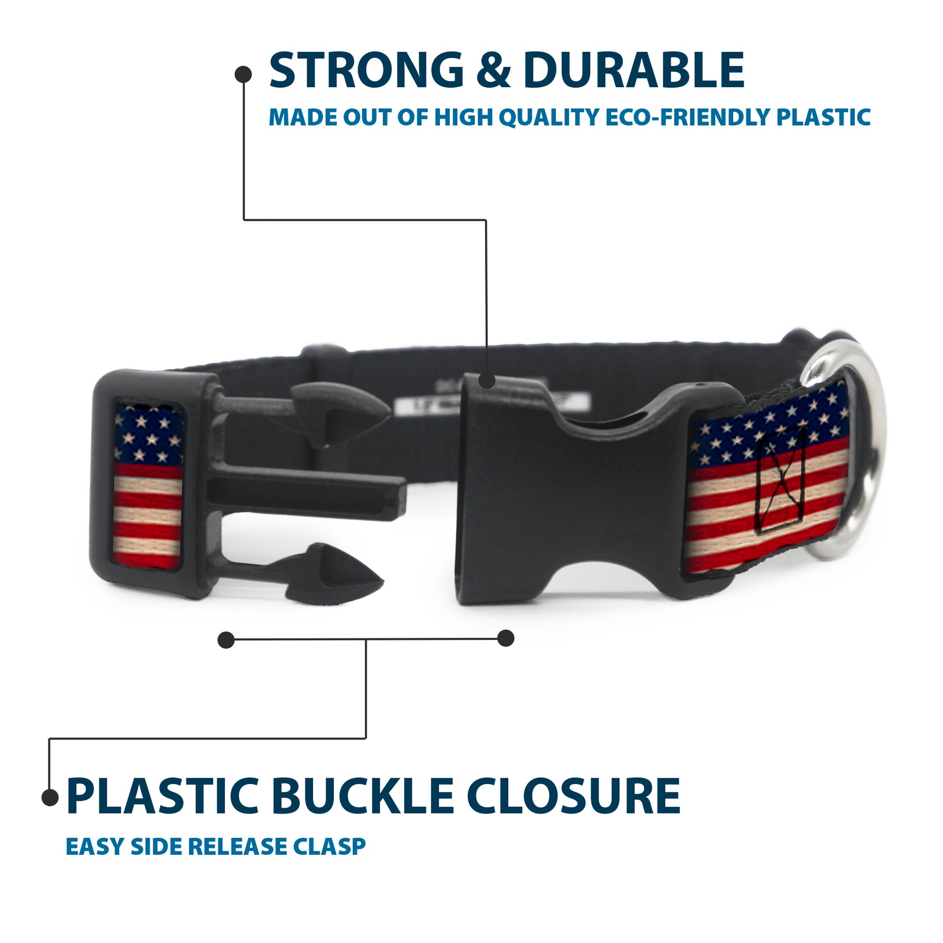 Plastic Clip Collar - American Flag Stripe Plastic Clip Collars Buckle-Down