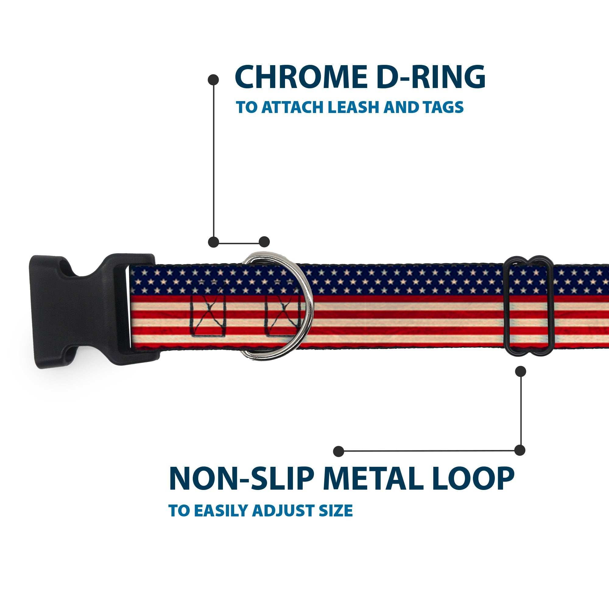 Plastic Clip Collar - American Flag Stripe Plastic Clip Collars Buckle-Down