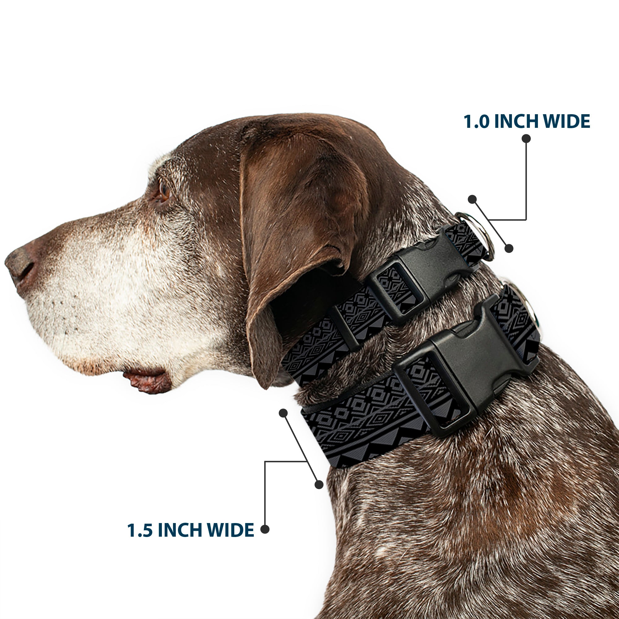 Plastic Clip Collar - Aztec1 Gray/Black Plastic Clip Collars Buckle-Down
