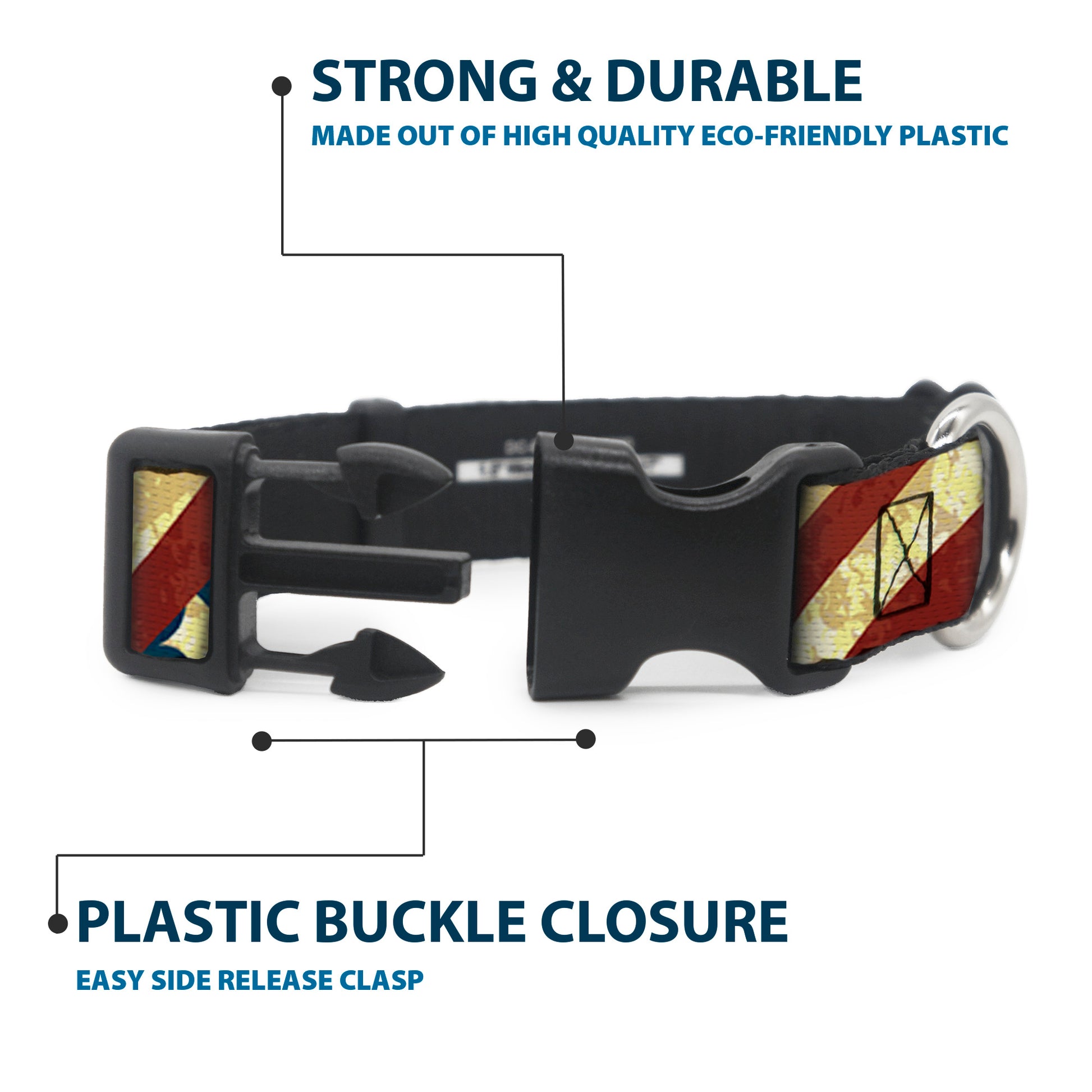 Plastic Clip Collar - Americana Diagonal Vintage Stars & Stripes2 Plastic Clip Collars Buckle-Down