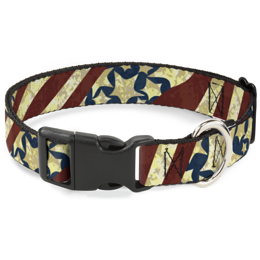 Plastic Clip Collar - Americana Diagonal Vintage Stars & Stripes2 Plastic Clip Collars Buckle-Down