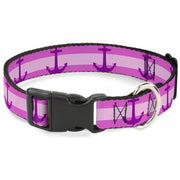 Plastic Clip Collar - Anchor/Stripe Pinks/Purple Plastic Clip Collars Buckle-Down