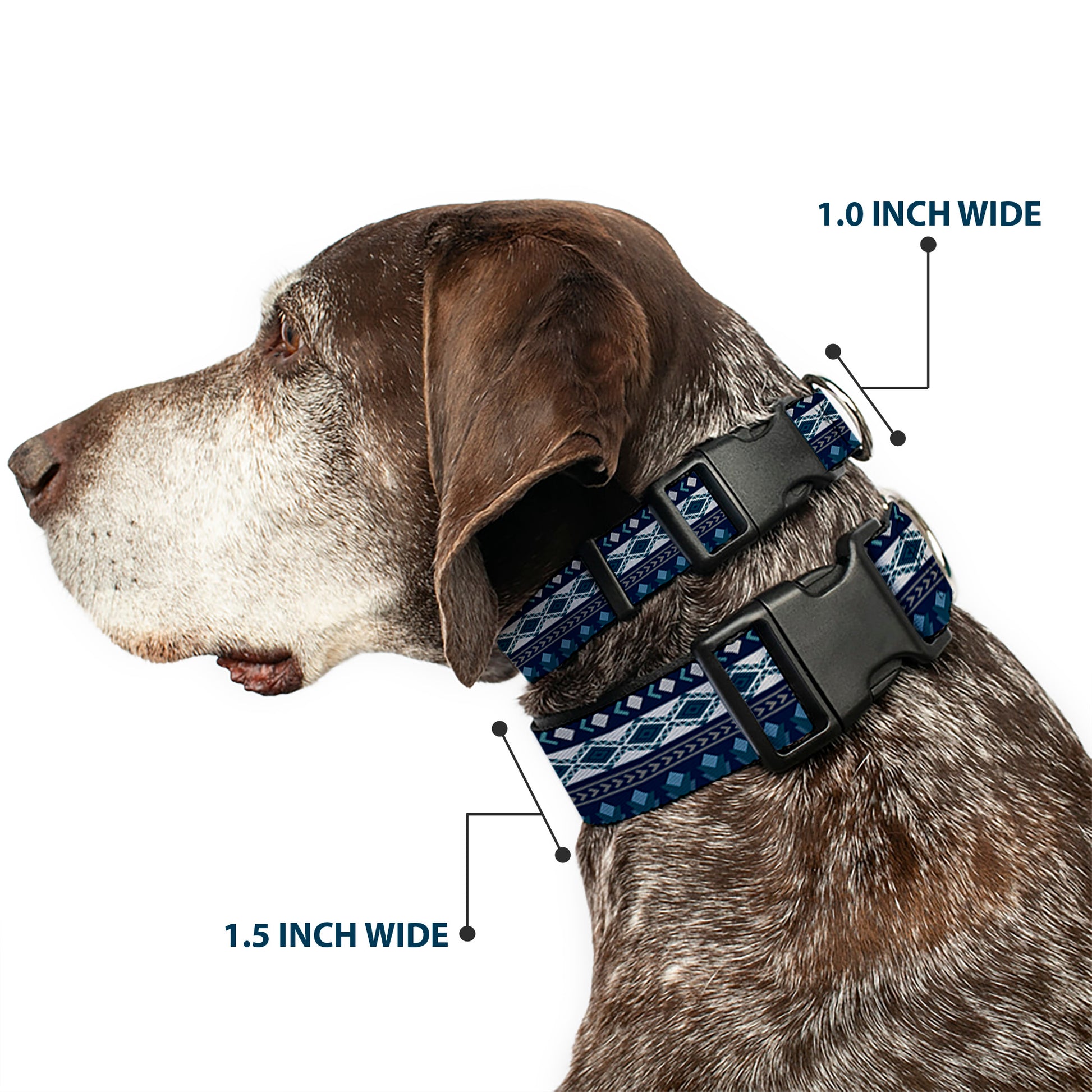 Plastic Clip Collar - Aztec4 Blues/White/Gray Plastic Clip Collars Buckle-Down