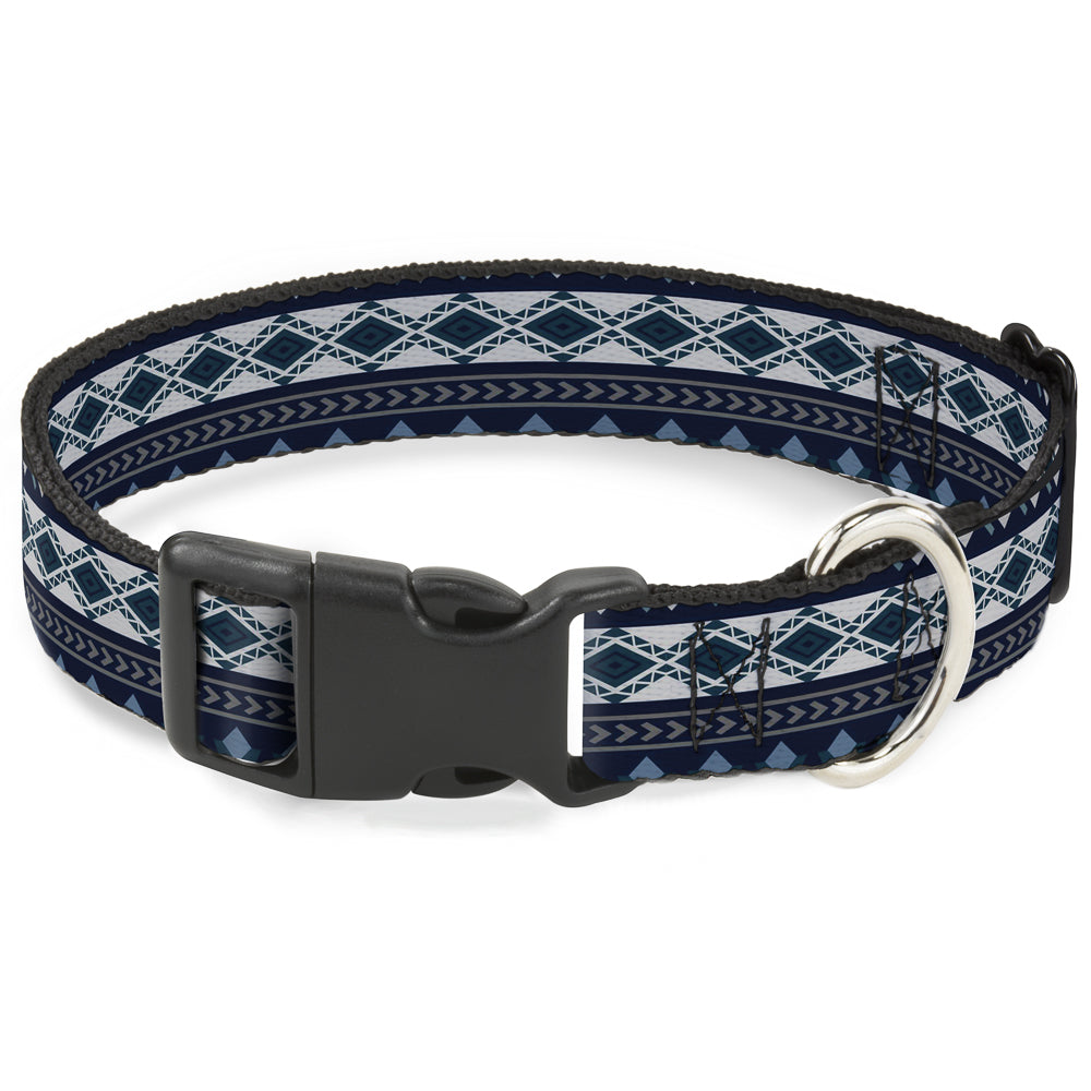 Plastic Clip Collar - Aztec4 Blues/White/Gray Plastic Clip Collars Buckle-Down