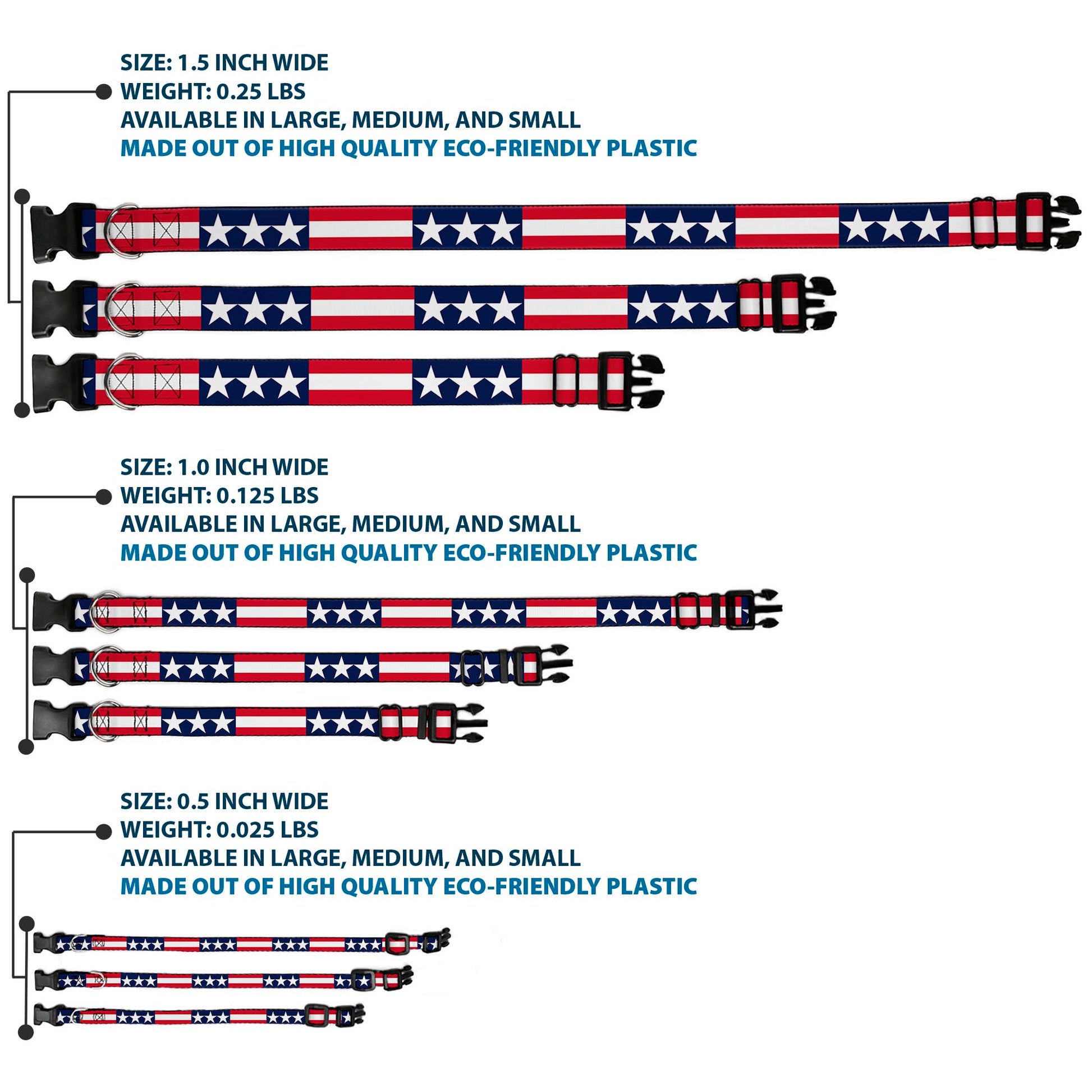 Plastic Clip Collar - Americana Stars & Stripes Plastic Clip Collars Buckle-Down