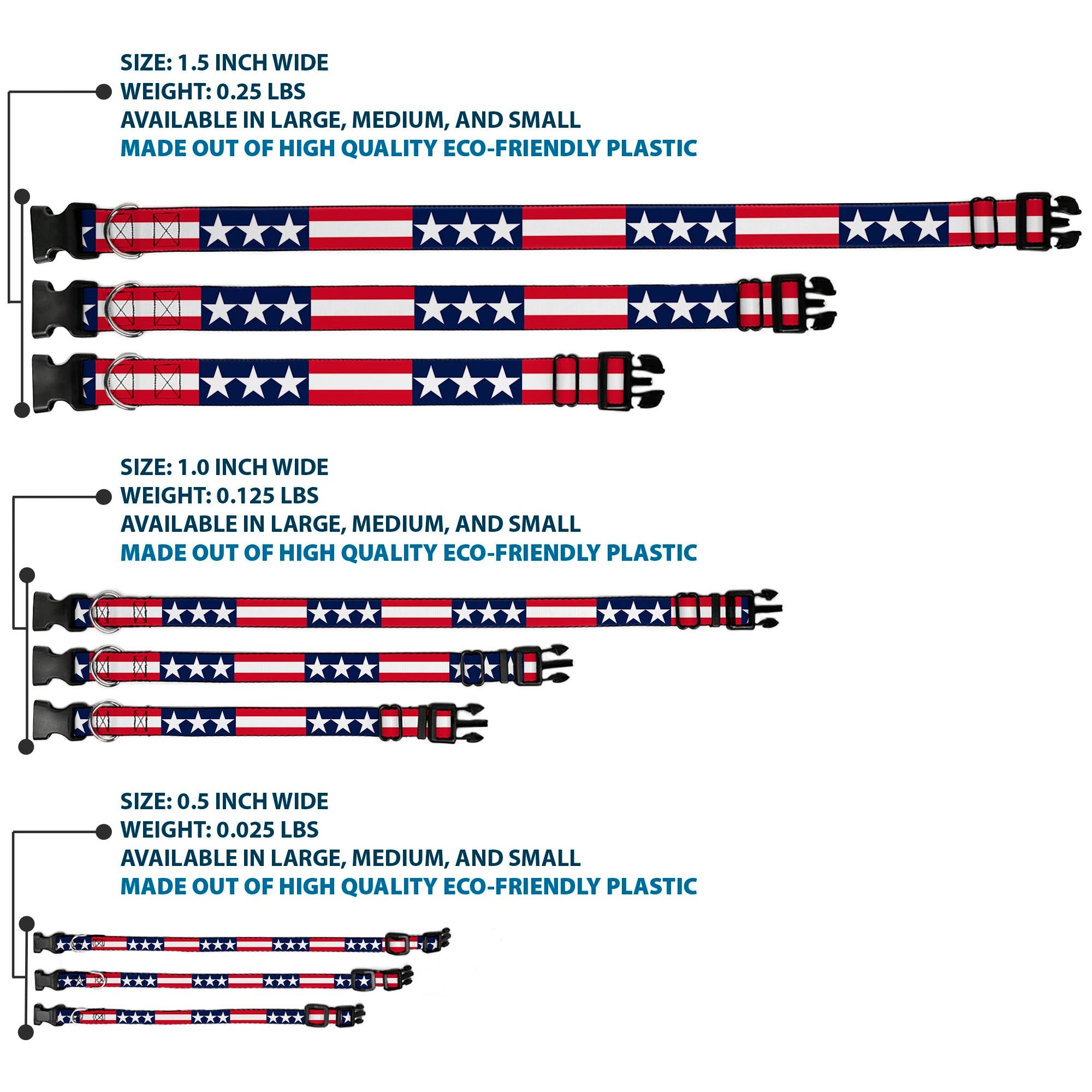 Plastic Clip Collar - Americana Stars & Stripes Plastic Clip Collars Buckle-Down