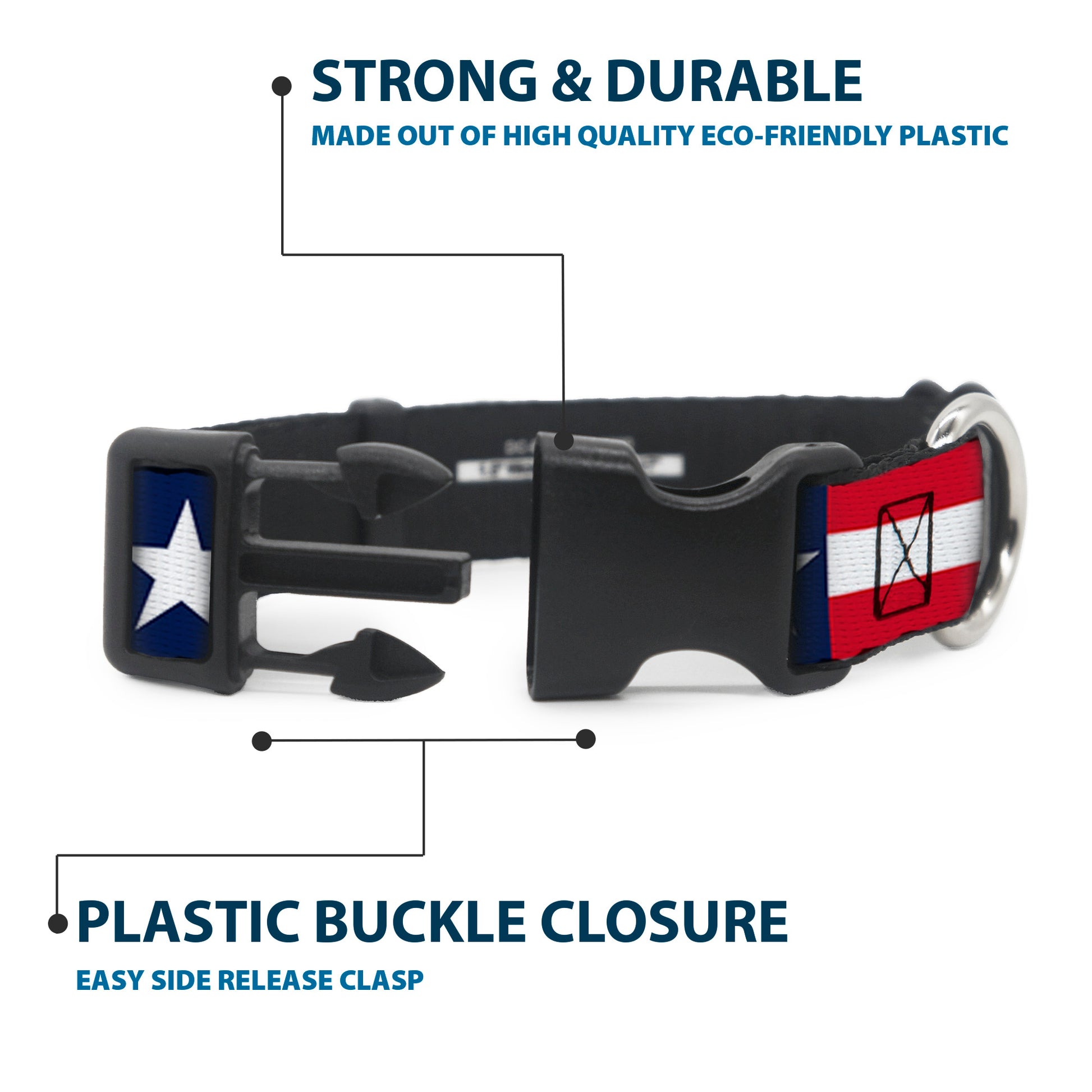 Plastic Clip Collar - Americana Stars & Stripes Plastic Clip Collars Buckle-Down