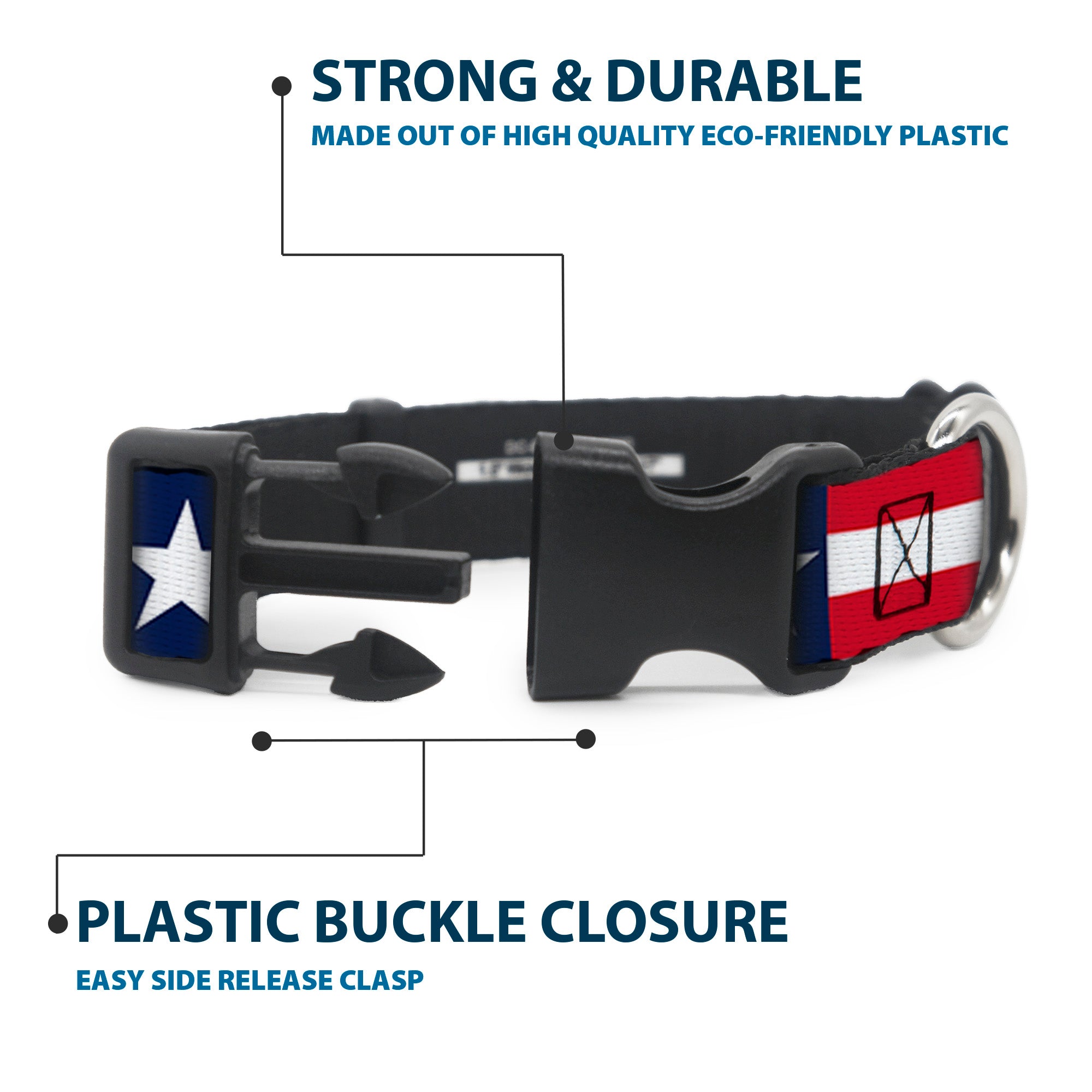 Plastic Clip Collar - Americana Stars & Stripes Plastic Clip Collars Buckle-Down