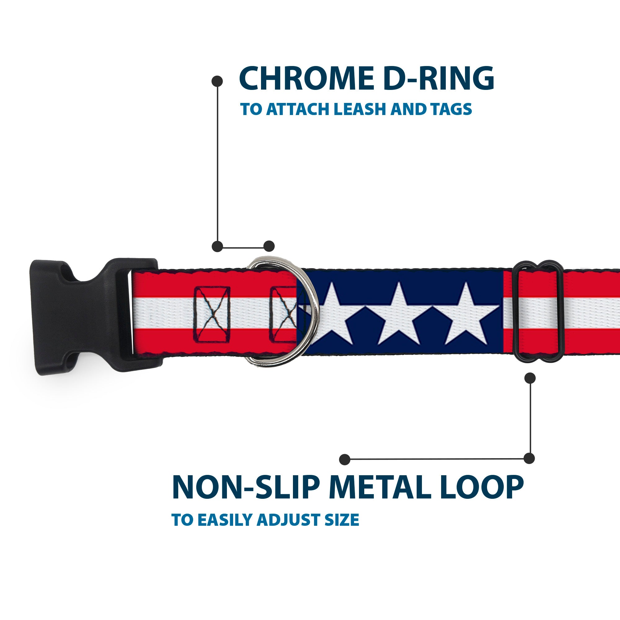 Plastic Clip Collar - Americana Stars & Stripes Plastic Clip Collars Buckle-Down