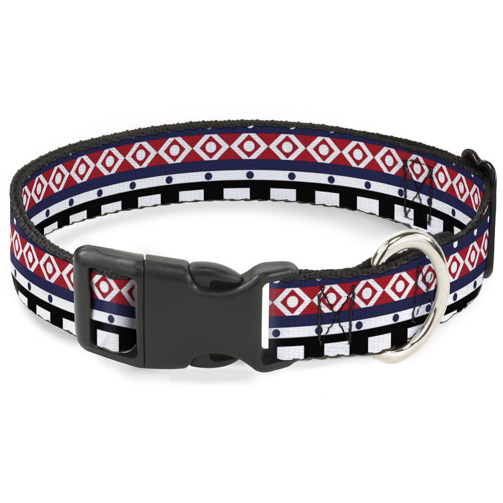 Plastic Clip Collar - Aztec13 White/Navy/Red/Black Plastic Clip Collars Buckle-Down