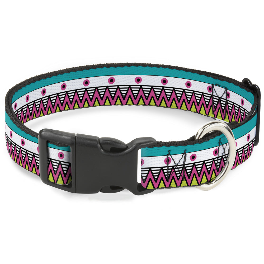 Plastic Clip Collar - Aztec 14 Seafoam Green/White/Pink/Lime Green/Black Plastic Clip Collars Buckle-Down