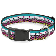 Plastic Clip Collar - Aztec 14 Seafoam Green/White/Pink/Lime Green/Black Plastic Clip Collars Buckle-Down