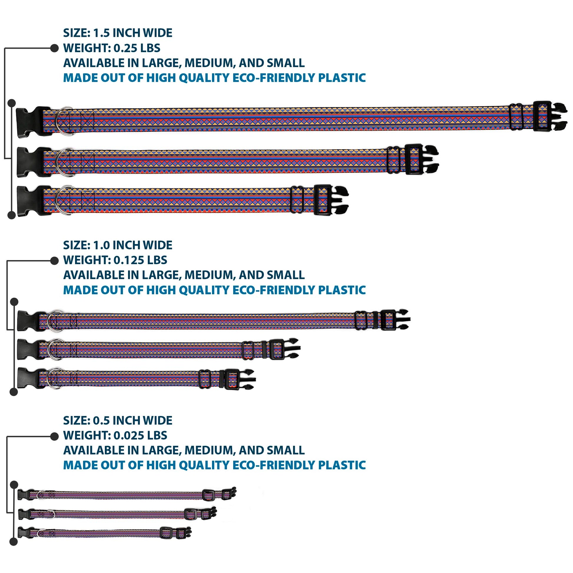 Plastic Clip Collar - Aztec 15 Blues/Yellow/Orange/Gray Plastic Clip Collars Buckle-Down
