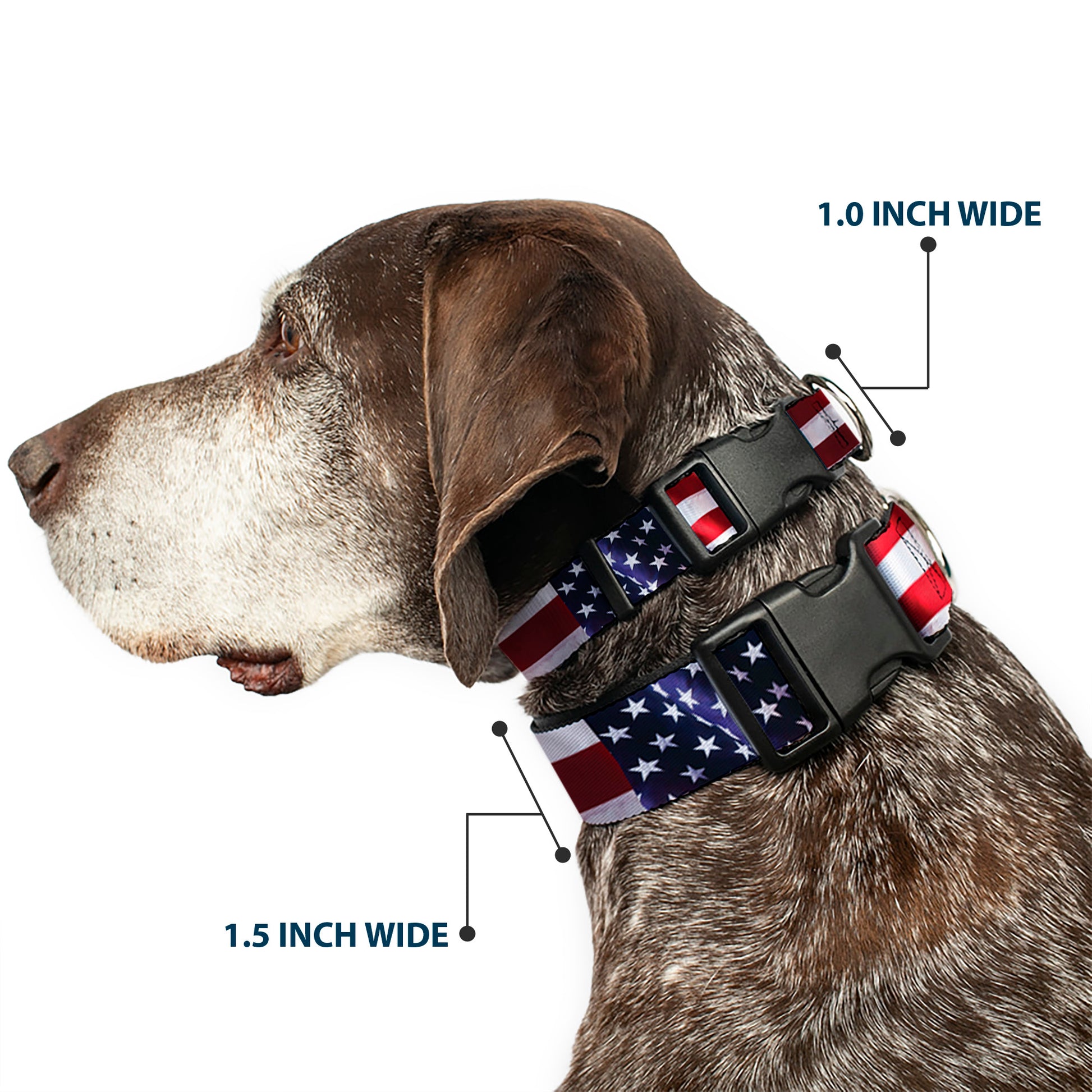 Plastic Clip Collar - American Flag Vivid CLOSE-UP Plastic Clip Collars Buckle-Down
