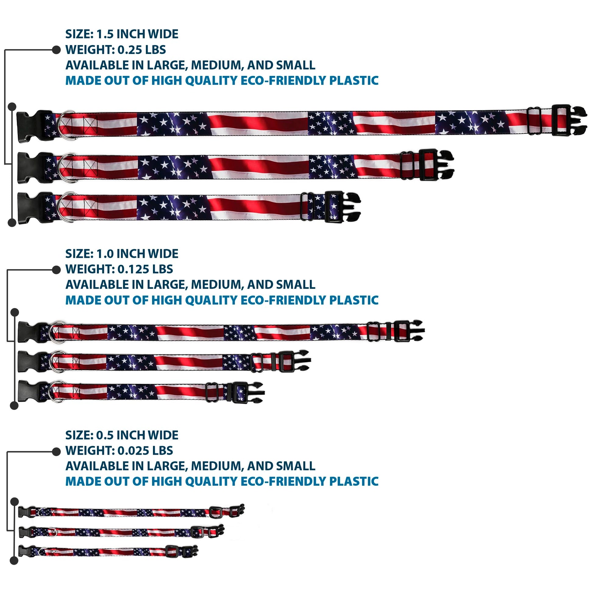Plastic Clip Collar - American Flag Vivid CLOSE-UP Plastic Clip Collars Buckle-Down
