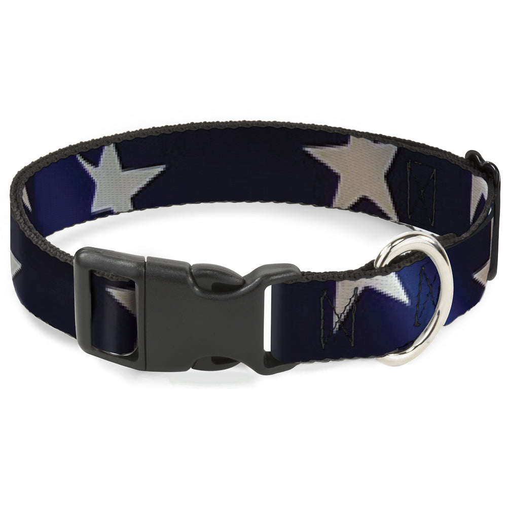 Plastic Clip Collar - American Flag Vivid Stars CLOSE-UP Blue/White Plastic Clip Collars Buckle-Down