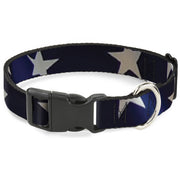 Plastic Clip Collar - American Flag Vivid Stars CLOSE-UP Blue/White Plastic Clip Collars Buckle-Down