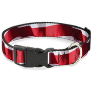Plastic Clip Collar - American Flag Vivid Stripes CLOSE-UP Red/White Plastic Clip Collars Buckle-Down