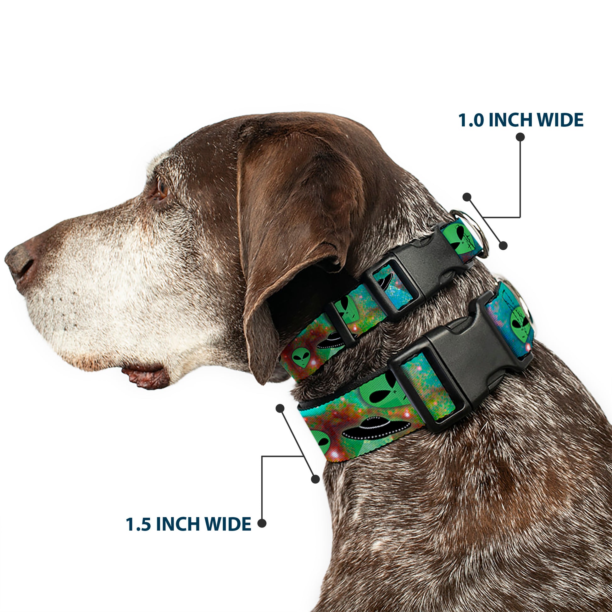 Plastic Clip Collar - Aliens & UFO's Galaxy/Green/Black/White Plastic Clip Collars Buckle-Down