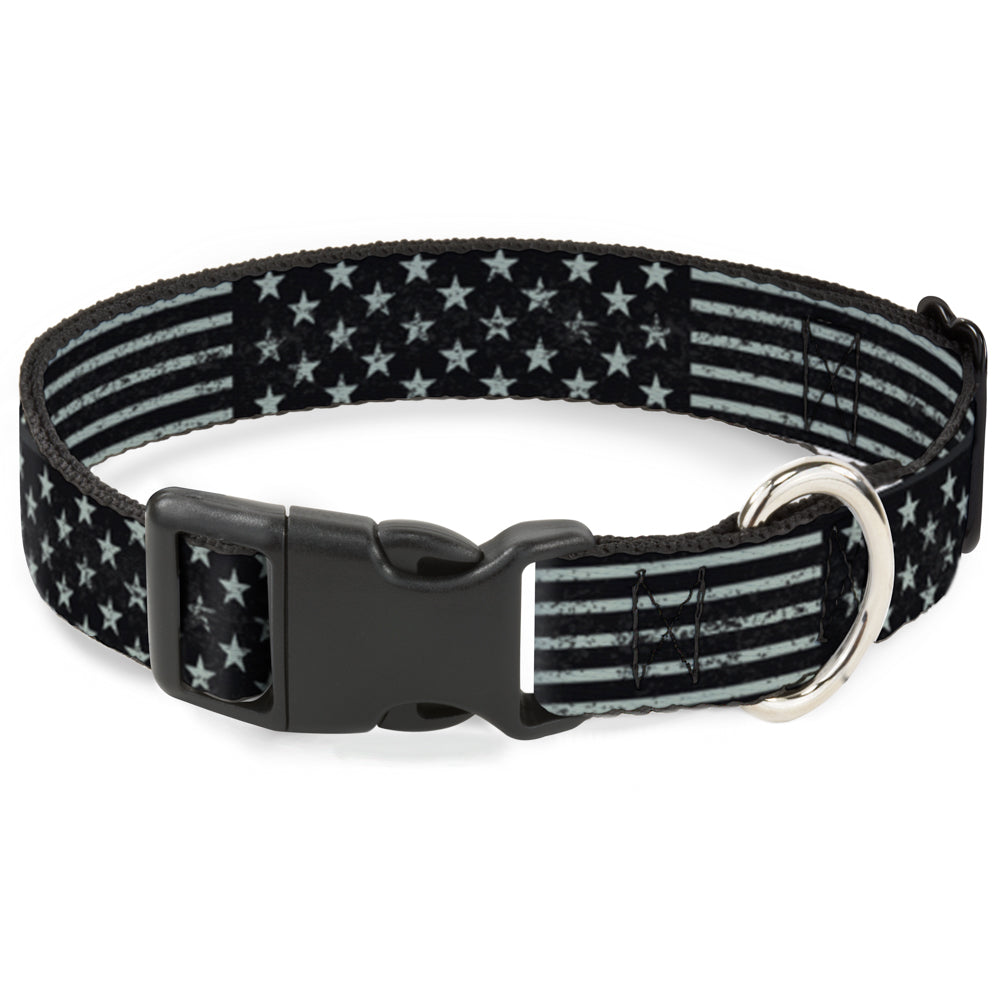 Plastic Clip Collar - Americana Stars & Stripes2 Weathered Black/Gray Plastic Clip Collars Buckle-Down