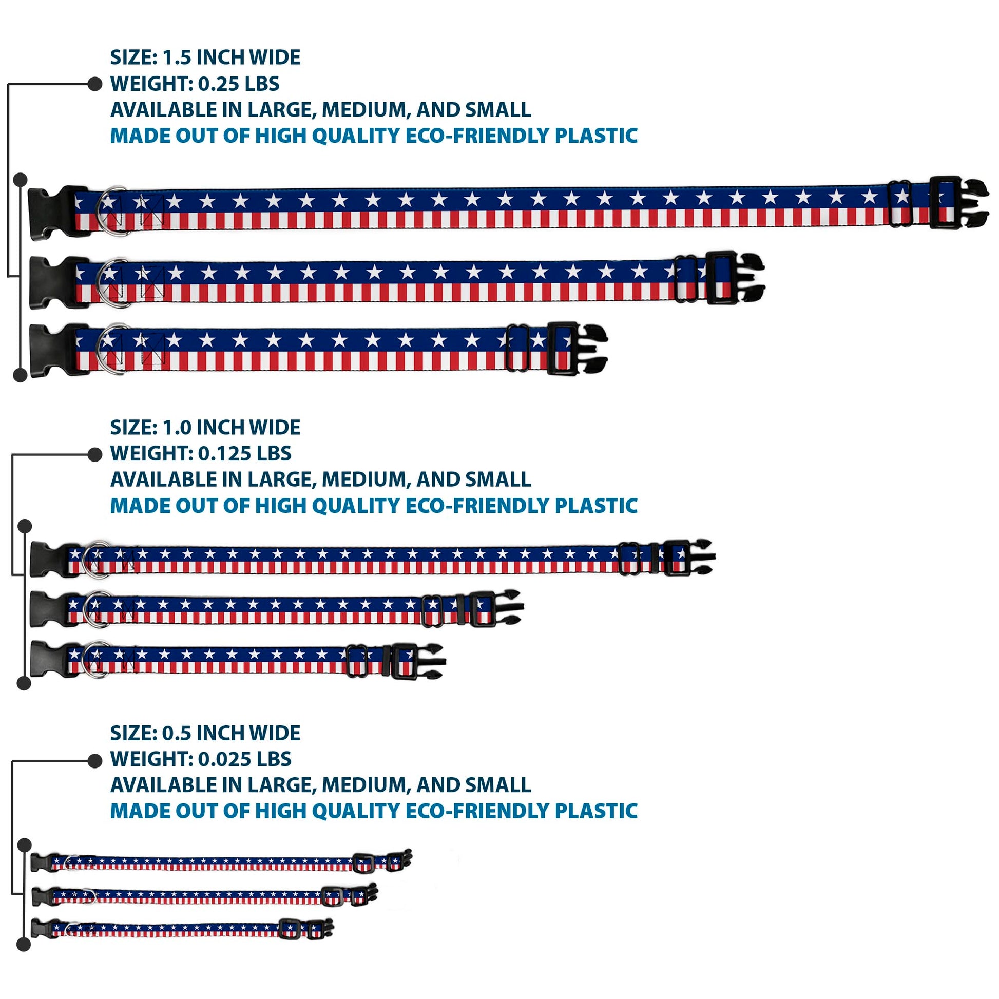 Plastic Clip Collar - Americana Stars & Stripes2 Blue/White/Red/White Plastic Clip Collars Buckle-Down