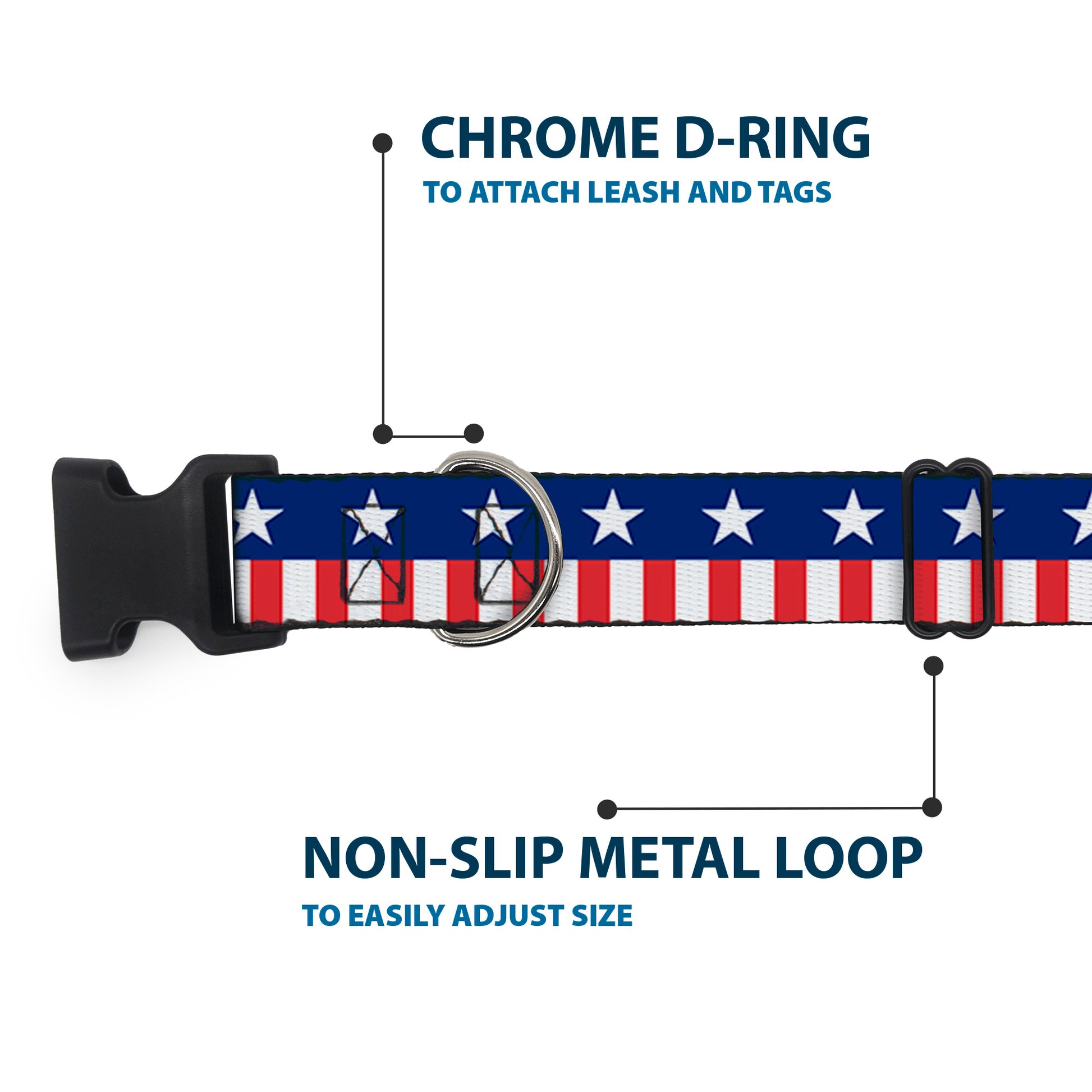 Plastic Clip Collar - Americana Stars & Stripes2 Blue/White/Red/White Plastic Clip Collars Buckle-Down