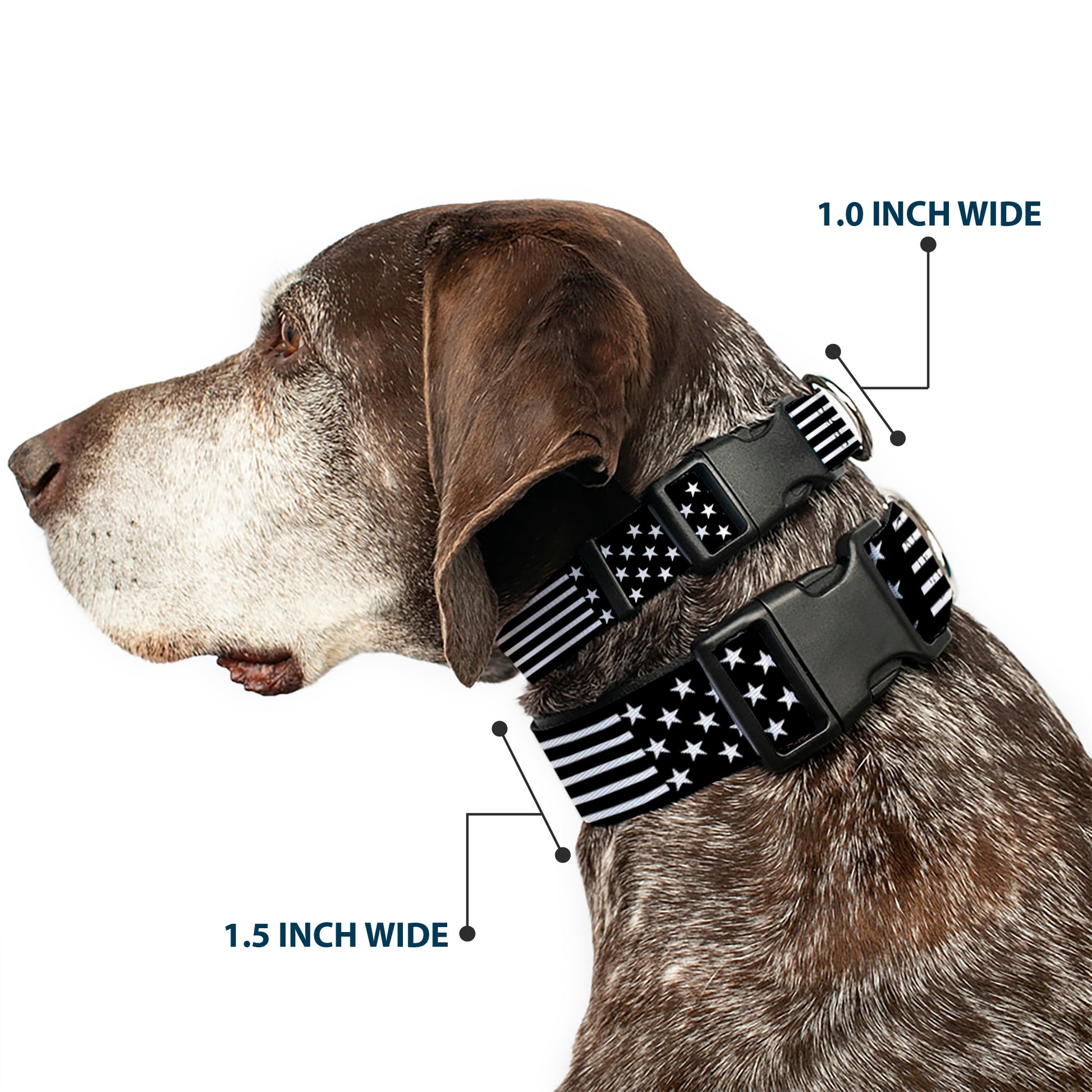 Plastic Clip Collar - Americana Stars & Stripes2 Black/White Plastic Clip Collars Buckle-Down