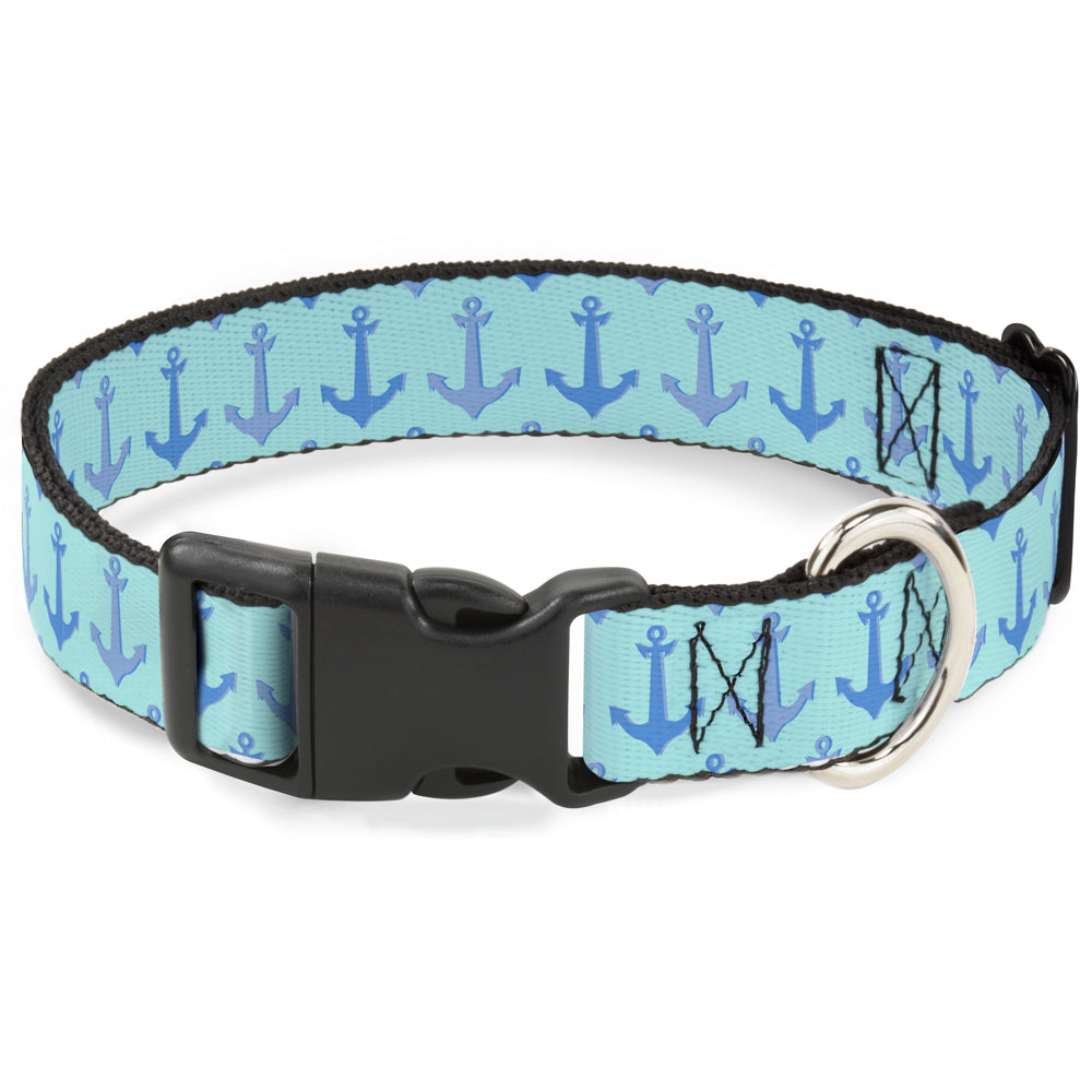 Plastic Clip Collar - Anchor2 CLOSE-UP Turquoise/Blues Plastic Clip Collars Buckle-Down