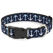 Plastic Clip Collar - Anchor2 Flip CLOSE-UP Navy/Baby Blue/White Plastic Clip Collars Buckle-Down