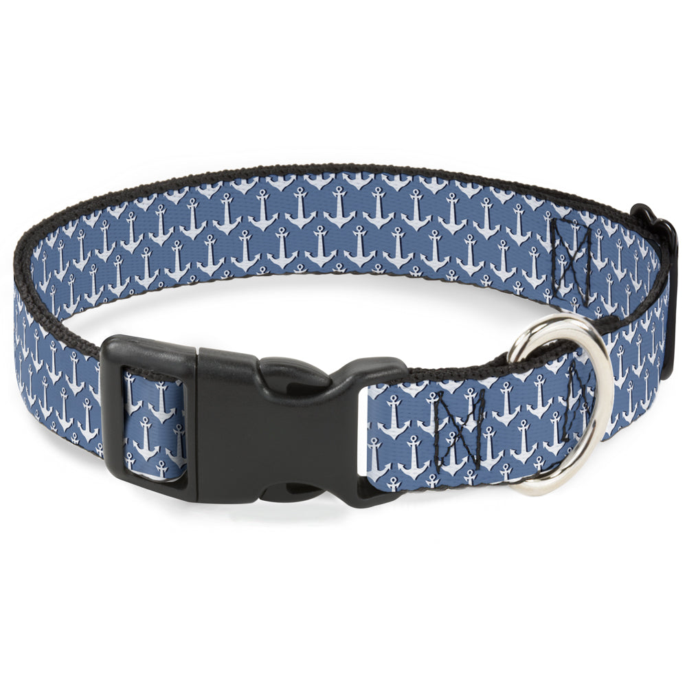 Plastic Clip Collar - Anchor2 Monogram Baby Blue/Navy/White Plastic Clip Collars Buckle-Down
