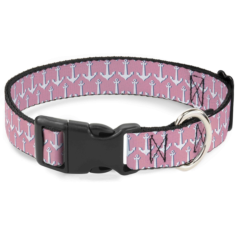 Plastic Clip Collar - Anchor2 Monogram Baby Pink/Baby Blue/White Plastic Clip Collars Buckle-Down